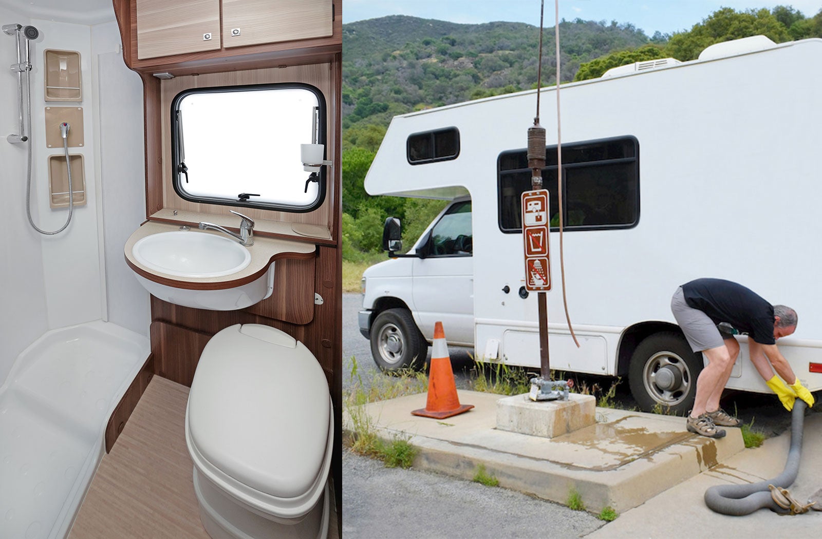 Portable RV/camper toilet and holding tank setup in Privateer, South Carolina