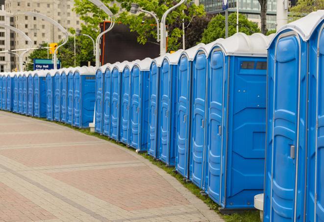 Seasonal porta potty units set up at a Privateer, South Carolina venue